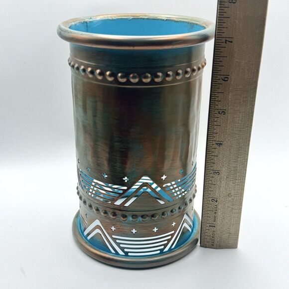 Pink Zebra Wax Warming Shade Metal Verigated Turquoise Blue Copper Southwestern - Picture 6 of 7